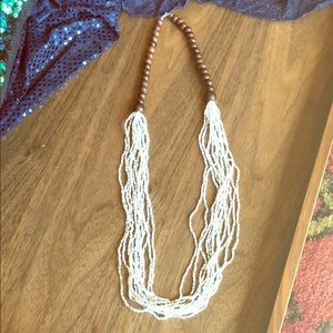 Trendy multi strand white necklace